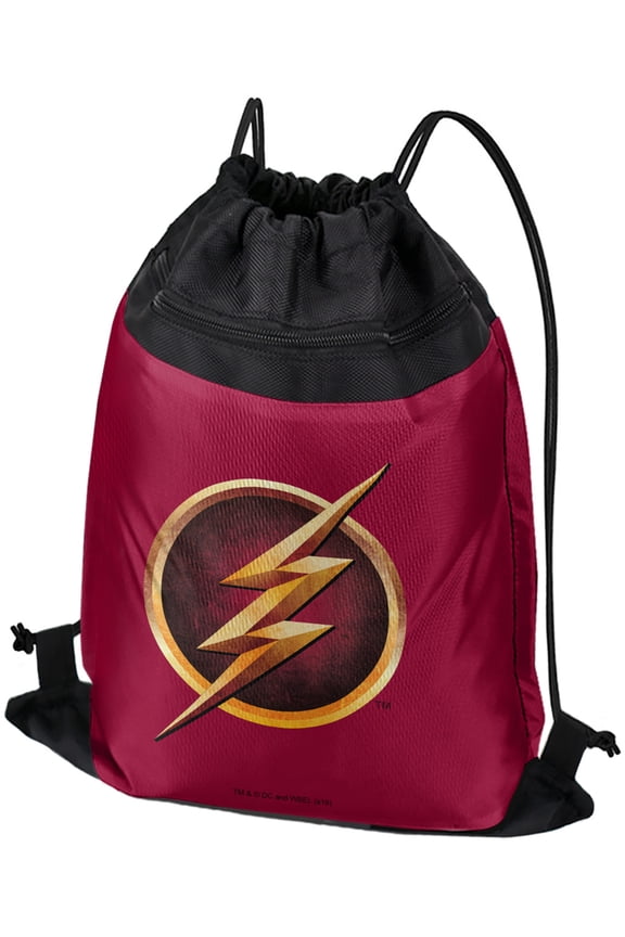 The Flash TV Series Logo Drawstring Backpack Sports Bag Sackpack 17" x 13", Perfect for Gym, Yoga or Practice