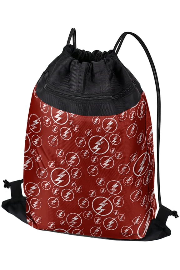 The Flash TV Series Logo Pattern Drawstring Backpack Sports Bag Sackpack 17" x 13", Perfect for Gym, Yoga or Practice