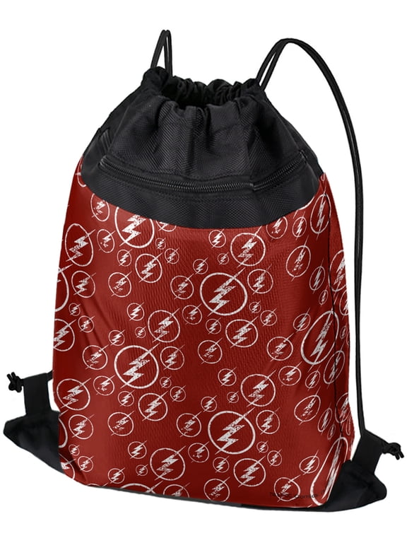 The Flash TV Series Logo Pattern Drawstring Backpack Sports Bag Sackpack 17" x 13", Perfect for Gym, Yoga or Practice