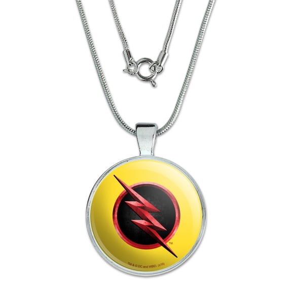 The Flash TV Series Reverse Flash Logo 1" Pendant with Sterling Silver Plated Chain