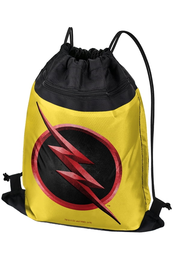 The Flash TV Series Reverse Flash Logo Drawstring Backpack Sports Bag Sackpack 17" x 13", Perfect for Gym, Yoga or Practice
