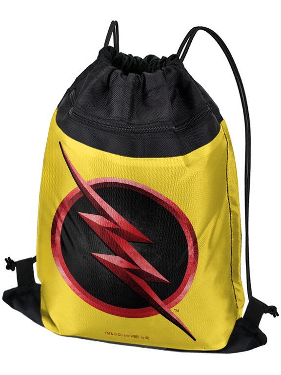 The Flash TV Series Reverse Flash Logo Drawstring Backpack Sports Bag Sackpack 17" x 13", Perfect for Gym, Yoga or Practice