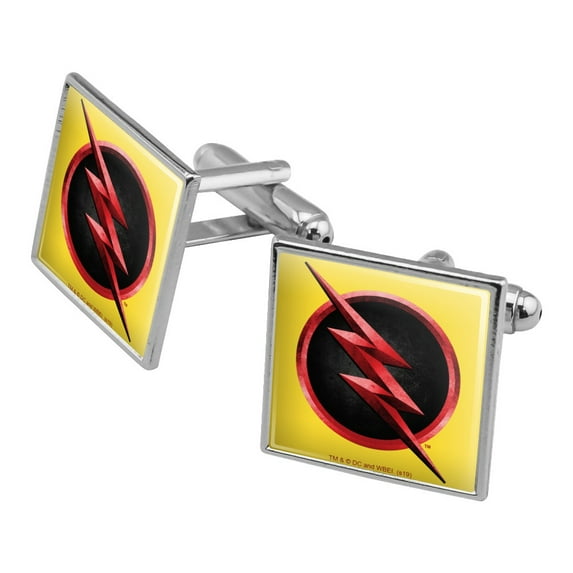 The Flash TV Series Reverse Flash Logo Square Cufflink Set - Silver or Gold