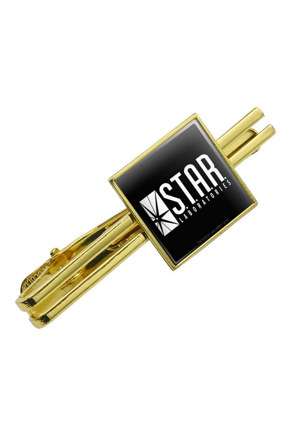 The Flash TV Series STAR Labs Logo Square Tie Bar Clip Clasp Tack- Silver or Gold