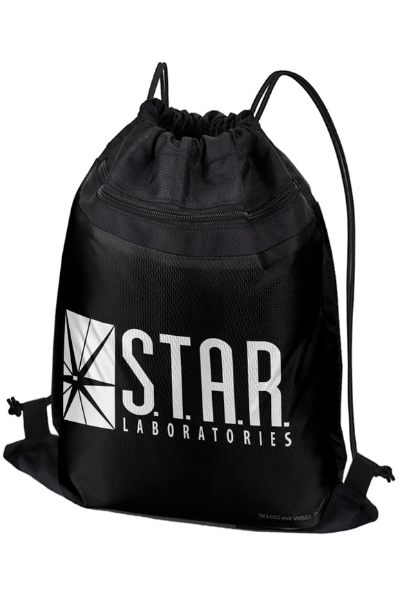 The Flash TV Series Star Labs Logo Drawstring Backpack Sports Bag Sackpack 17" x 13", Perfect for Gym, Yoga or Practice