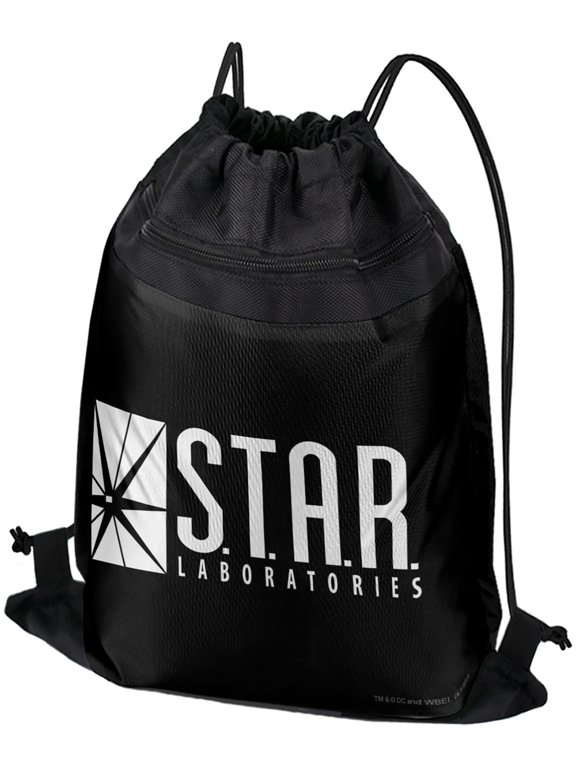 The Flash TV Series Star Labs Logo Drawstring Backpack Sports Bag Sackpack 17" x 13", Perfect for Gym, Yoga or Practice