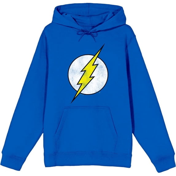 The Flash Thunderbolt Logo Adult Blue Long Sleeve Hoodie-Small