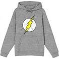 thumbnail image 1 of The Flash Thunderbolt Logo Adult Heather Gray Long Sleeve Hoodie-Medium, 1 of 3