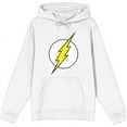 thumbnail image 1 of The Flash Thunderbolt Logo Adult White Long Sleeve Hoodie-Medium, 1 of 3