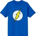 thumbnail image 1 of The Flash Thunderbolt Logo Men's Blue Crew Neck Short Sleeve Tee-Large, 1 of 1