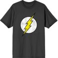 thumbnail image 1 of The Flash Thunderbolt Logo Men's Charcoal Crew Neck Short Sleeve Tee-Medium, 1 of 2