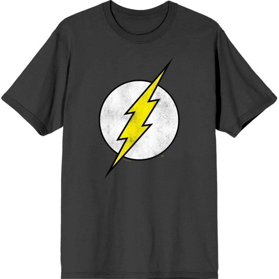 The Flash Thunderbolt Logo Men's Charcoal Crew Neck Short Sleeve Tee-XXL
