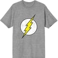 thumbnail image 1 of The Flash Thunderbolt Logo Men's Heather Gray Crew Neck Short Sleeve Tee-XS, 1 of 2