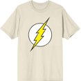 thumbnail image 1 of The Flash Thunderbolt Logo Men's Natural Crew Neck Short Sleeve Tee-Medium, 1 of 2