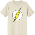 thumbnail image 1 of The Flash Thunderbolt Logo Men's Natural Crew Neck Short Sleeve Tee-Small, 1 of 2