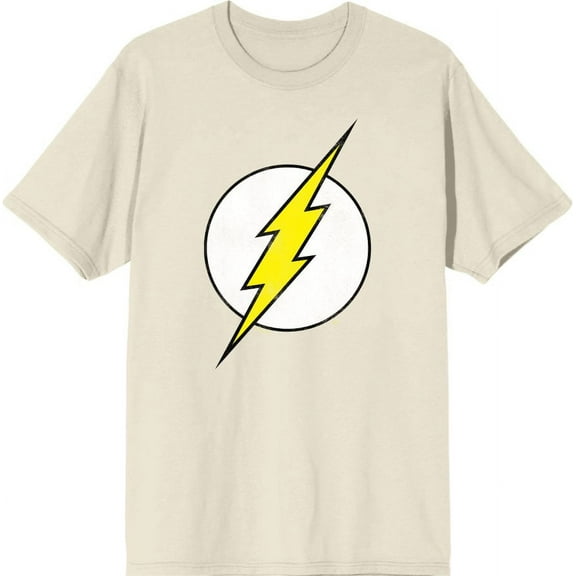 The Flash Thunderbolt Logo Men's Natural Crew Neck Short Sleeve Tee-XXL