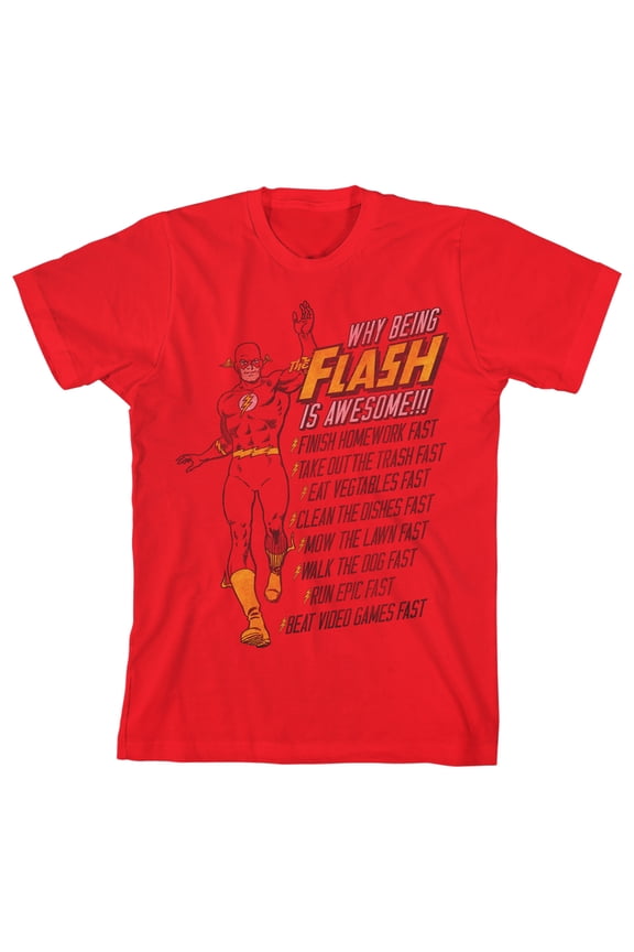 The Flash Why Being Flash is Awesome Youth Red Graphic Tee-XS