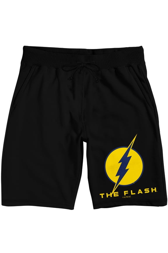 The Flash Yellow Logo Men's Black Lounge Shorts-Medium