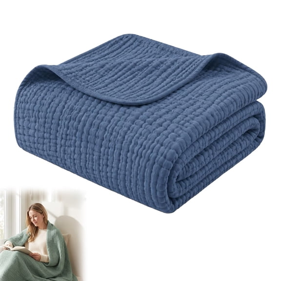 The Fleece Company Muslin Blanket, 100% Cotton 6-Layer Breathable, Soft & Pre-Washed 51" × 59"