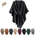 thumbnail image 1 of The Fleece Drape Shawl, Women Fall Winter Elegant Knitted Shawl Wrap, Soft Open Front Poncho Sweater with Loop, 1 of 9