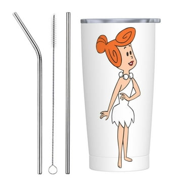 The Flintstones 20 OZ Tumbler, Stainless Steel Vacuum Insulated Travel Car Mug Straw Cup for Hot Drinks Iced Tea Coffee