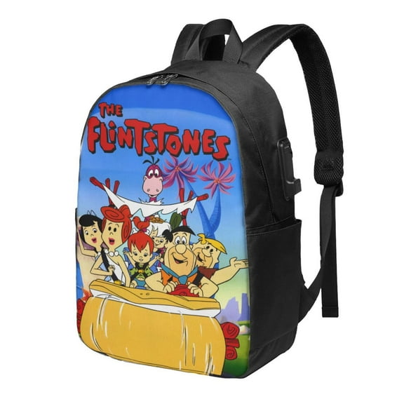 The Flintstones Backpack Fashion Travel Backpack Laptop Backpack 17 Inch External Usb Interface Headphone Line Interface