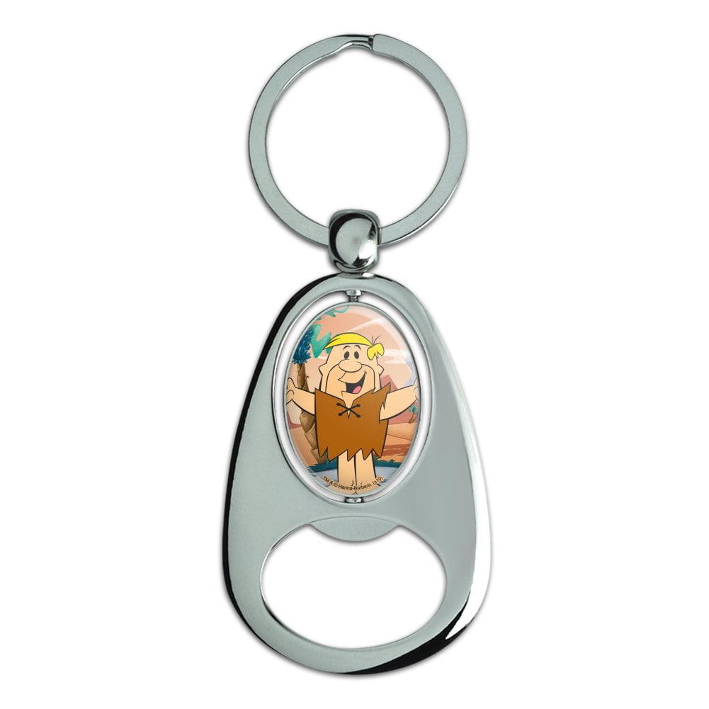 The Flintstones Barney Character Keychain Chrome Metal Spinning Oval ...