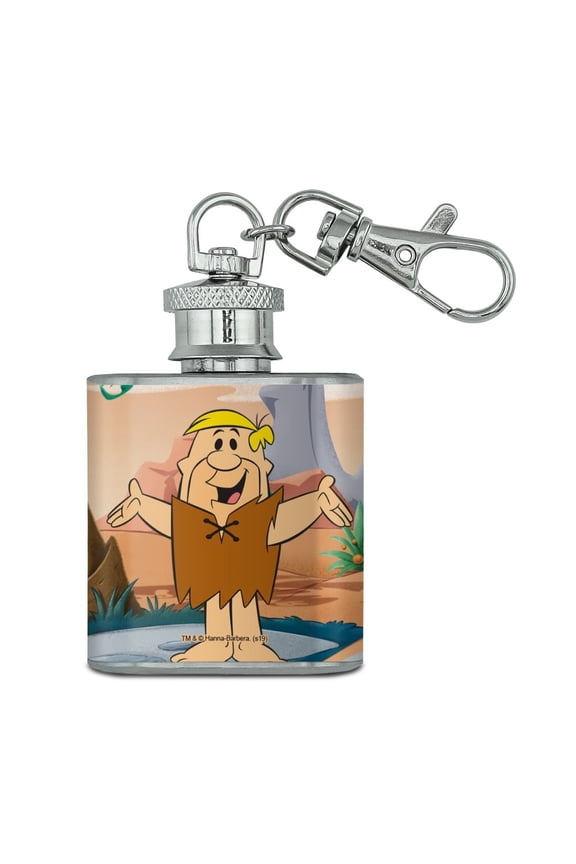 The Flintstones Barney Character Stainless Steel 1oz Mini Flask Key Chain