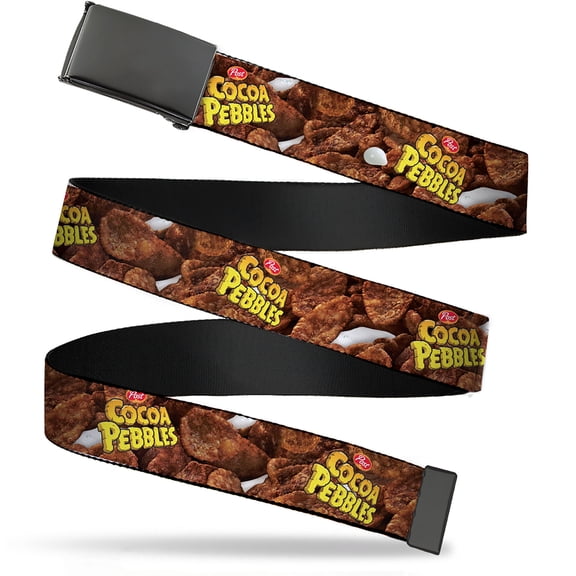 Adjustable Belt, Clamp Buckle, Cut-to-Fit, Post Cocoa Pebbles Logo and Vivid Cereal Browns