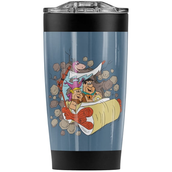 The Flintstones/Coming Through Stainless Steel Tumbler 20 oz Coffee Travel Mug/Cup, Vacuum Insulated & Double Wall with Leakproof Sliding Lid | Great for Hot Drinks and Cold Beverages