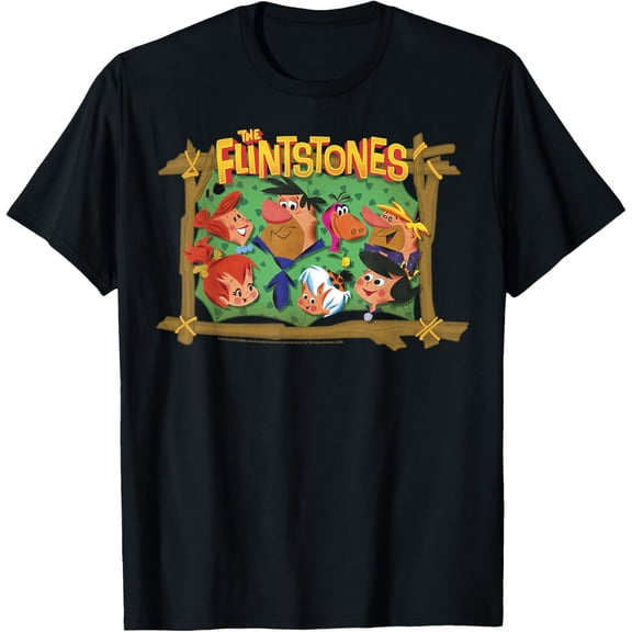 The Flintstones Framed Family Portrait T-Shirt Cotton Short Sleeve Crew Neck Soft T-shirt