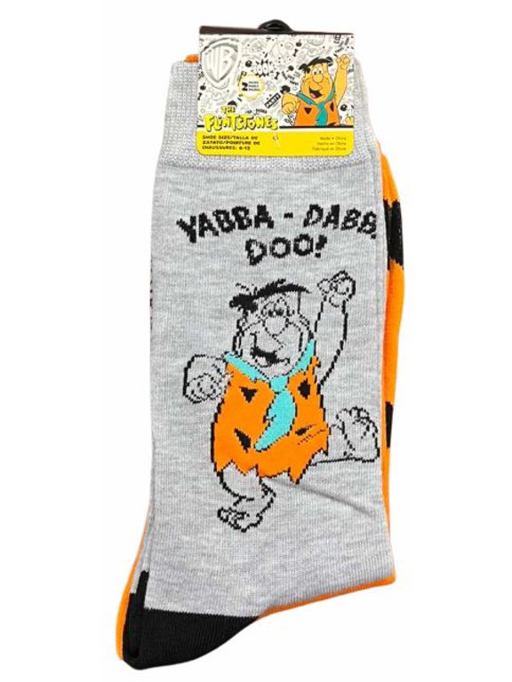 The Flintstones Fred Flintstone Mens Crew Socks, Gray and Orange, 2-Pair Pack