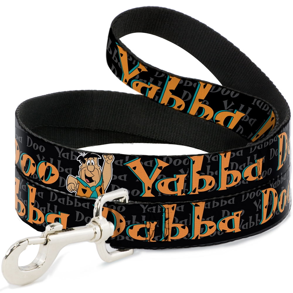 The Flintstones Pet Leash, Dog Leash, Fred Face Pose Yabba Dabba Doo Black Gray Orange, 4 Feet Long 1.0 Inch Wide