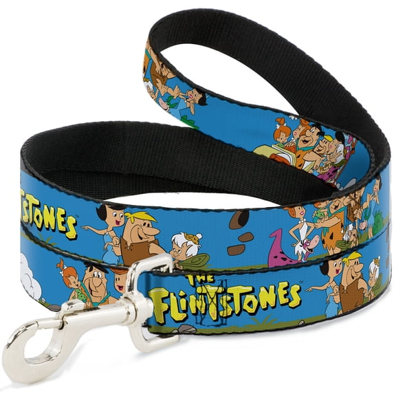 The Flintstones Pet Leash, Dog Leash, The Flintstones And Rubbles Group Pose Logo Blue, 6 Feet Long 1.0 Inch Wide