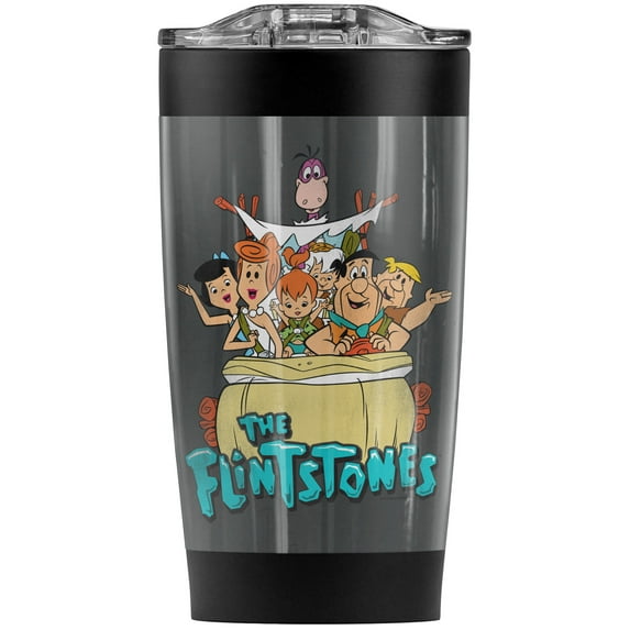 The Flintstones/Ride On Stainless Steel Tumbler 20 oz Coffee Travel Mug/Cup, Vacuum Insulated & Double Wall with Leakproof Sliding Lid | Great for Hot Drinks and Cold Beverages