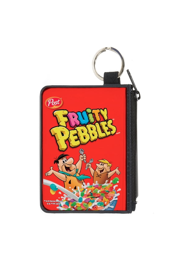 The Flintstones Wallet, Coin Purse, Fruity Pebbles Fred and Barney Cereal Box Replica Bright Red, Canvas
