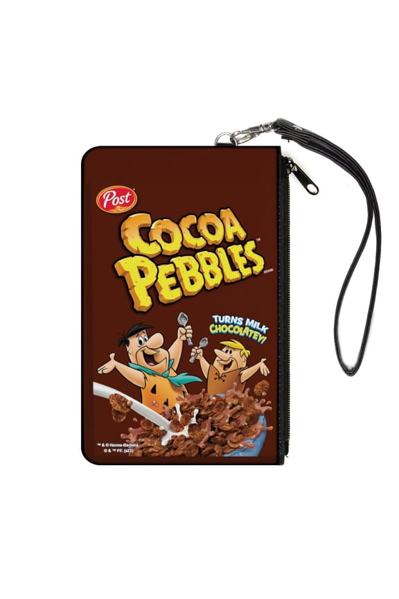 The Flintstones Wallet, Zip Clutch, Cocoa Pebbles Fred and Barney Cereal Box Replica Brown, Canvas
