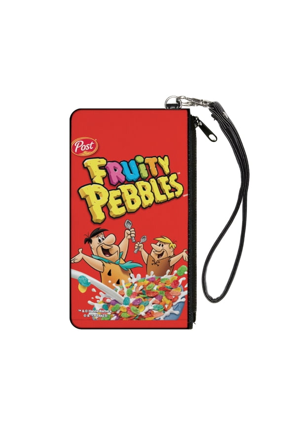 The Flintstones Wallet, Zip Pouch, Fruity Pebbles Fred and Barney Cereal Box Replica Bright Red, Canvas