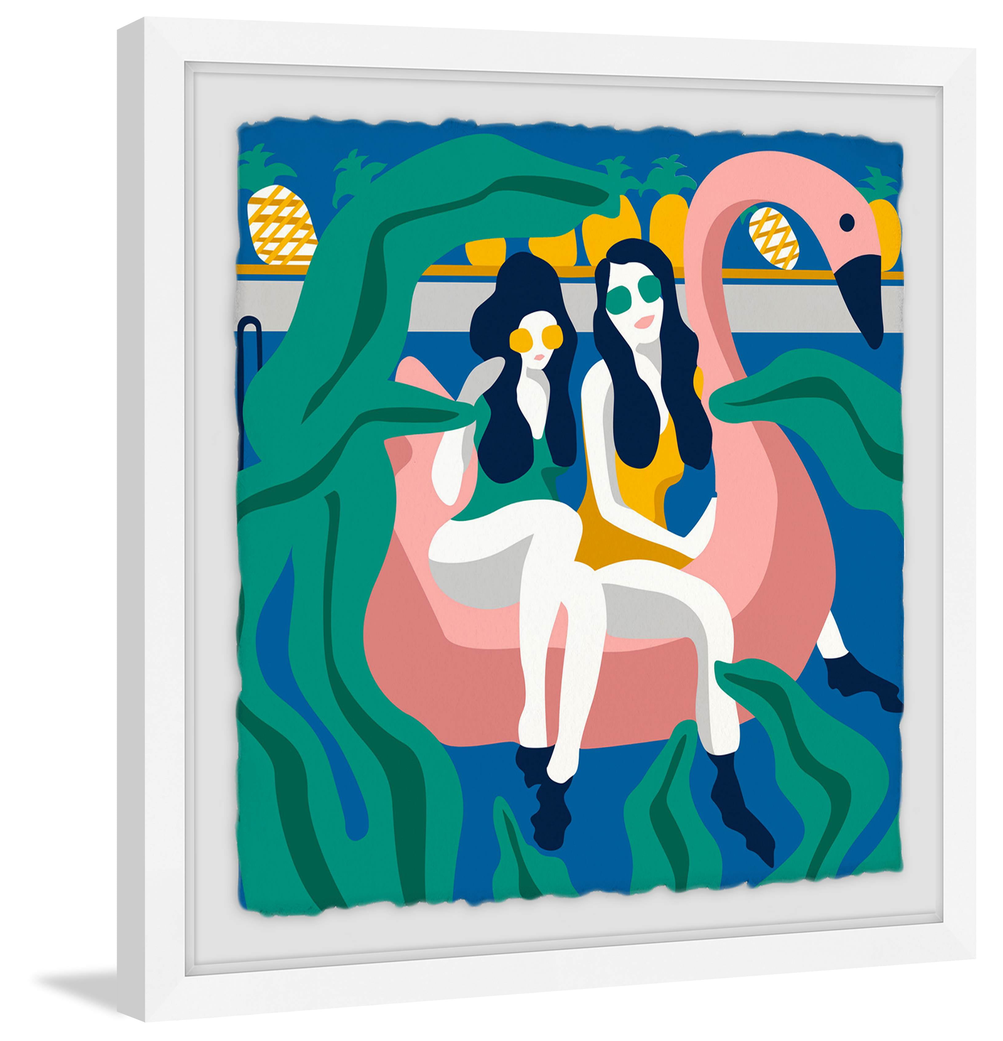 The Floating Flamingo Framed Painting Print