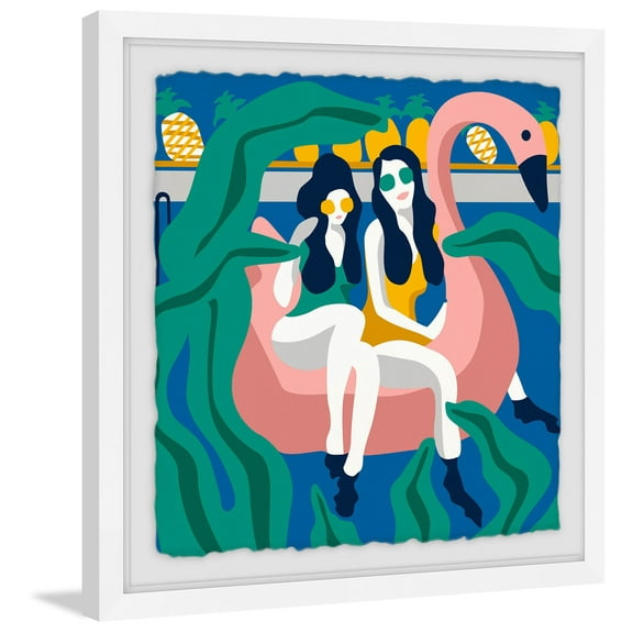 The Floating Flamingo Framed Painting Print