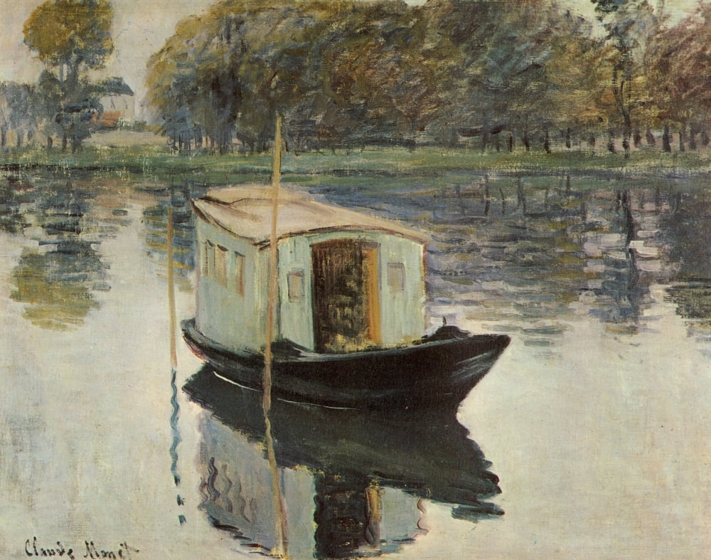 The Floating Studio c1874 Canvas Art - Claude Monet (24 x 36)