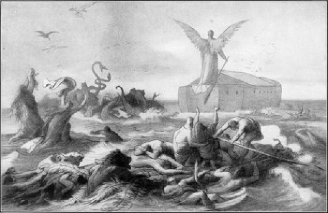 The Flood Wilhelm von Kaulbach (1805-1874 German) Engraving Canvas Art - Wilhelm von Kaulbach (18 x 24)