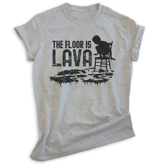 The Floor Is Lava Shirt, Unisex Women's Men's Shirt, Novelty Shirt, Silly Shirt, Heather Gray, X-Large