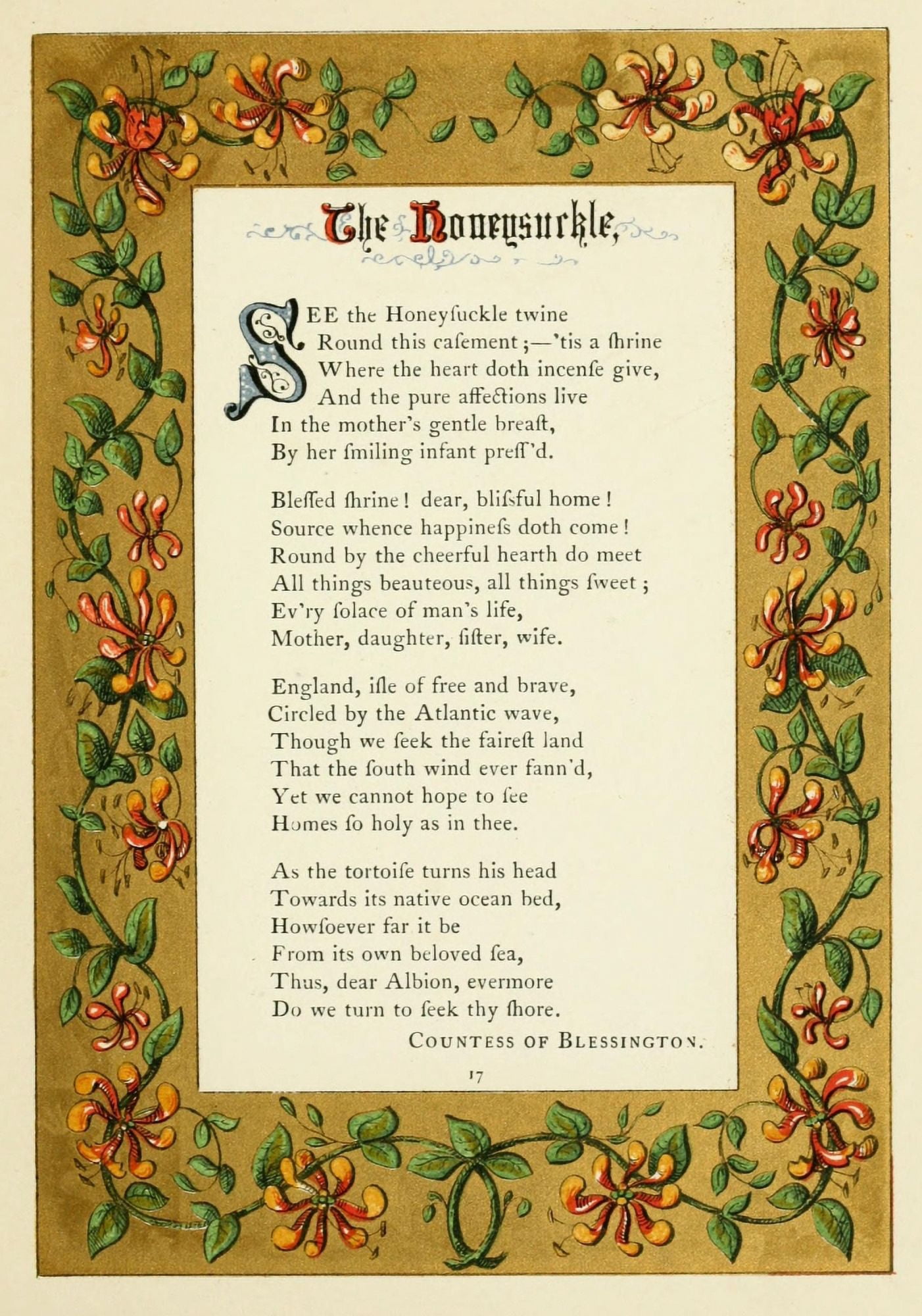 The Floral Gift 1863 Honeysuckle Canvas Art - Samuel Stanesby (18 x 24)