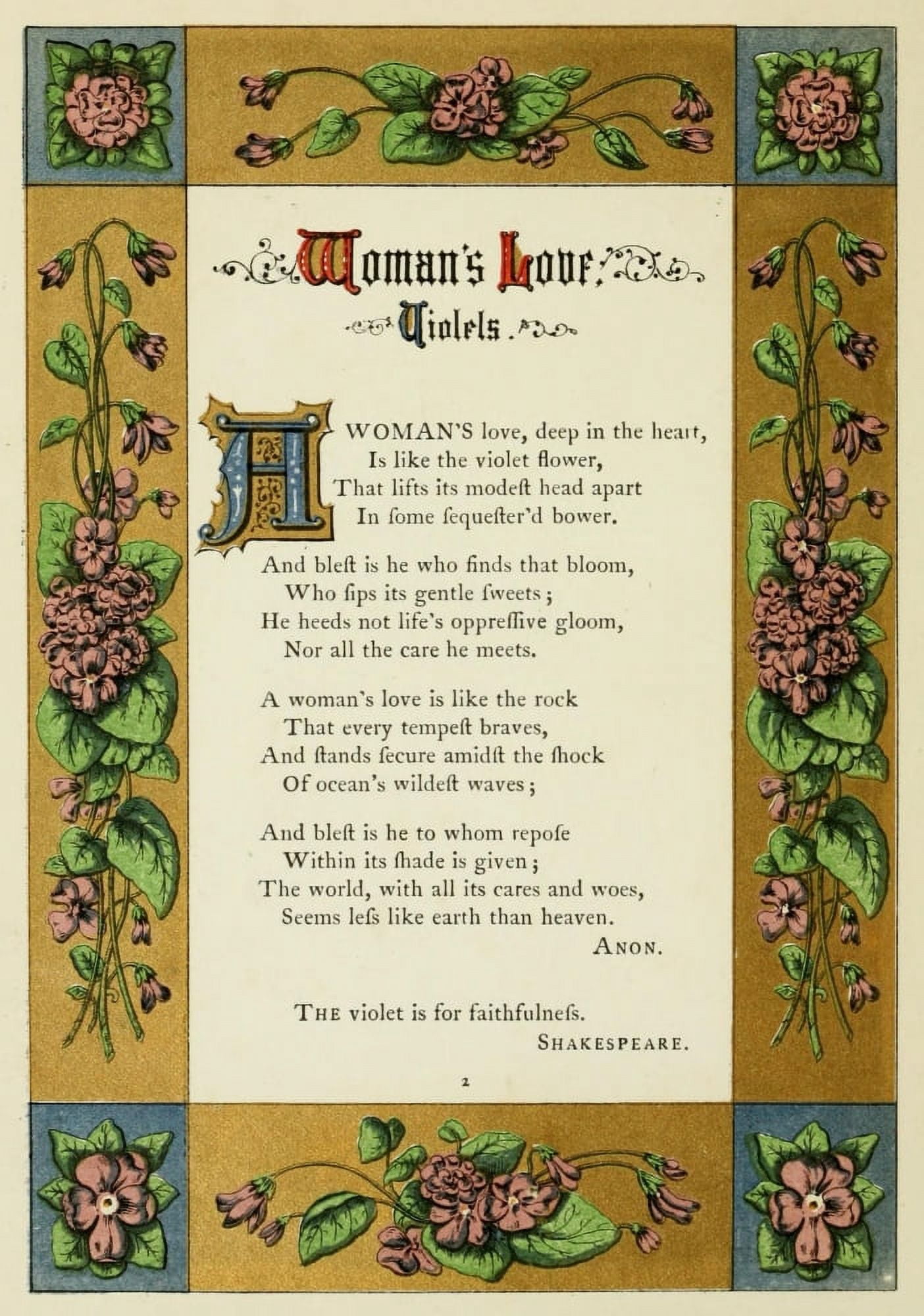 The Floral Gift 1863 Violets Canvas Art - Samuel Stanesby (24 x 36)