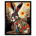 thumbnail image 1 of The Floral Hare Flower Power Pattern Painting Colourful Psychedelic Flowers Art Print Framed Poster Wall Decor 12x16 inch, 1 of 5