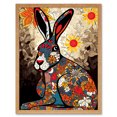 thumbnail image 1 of The Floral Hare Flower Power Pattern Painting Colourful Psychedelic Flowers Art Print Framed Poster Wall Decor 12x16 inch, 1 of 5