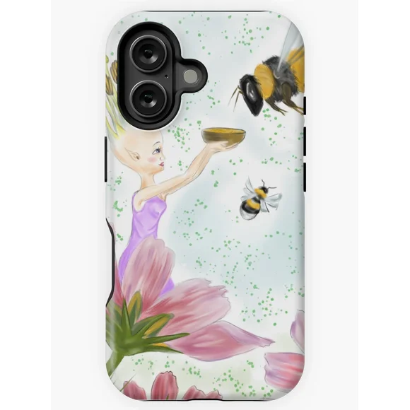 The Flower Fairy Feeding a Hungry Bee in Spring iPhone 16/15/14/13/12/11 Pro Max Case
