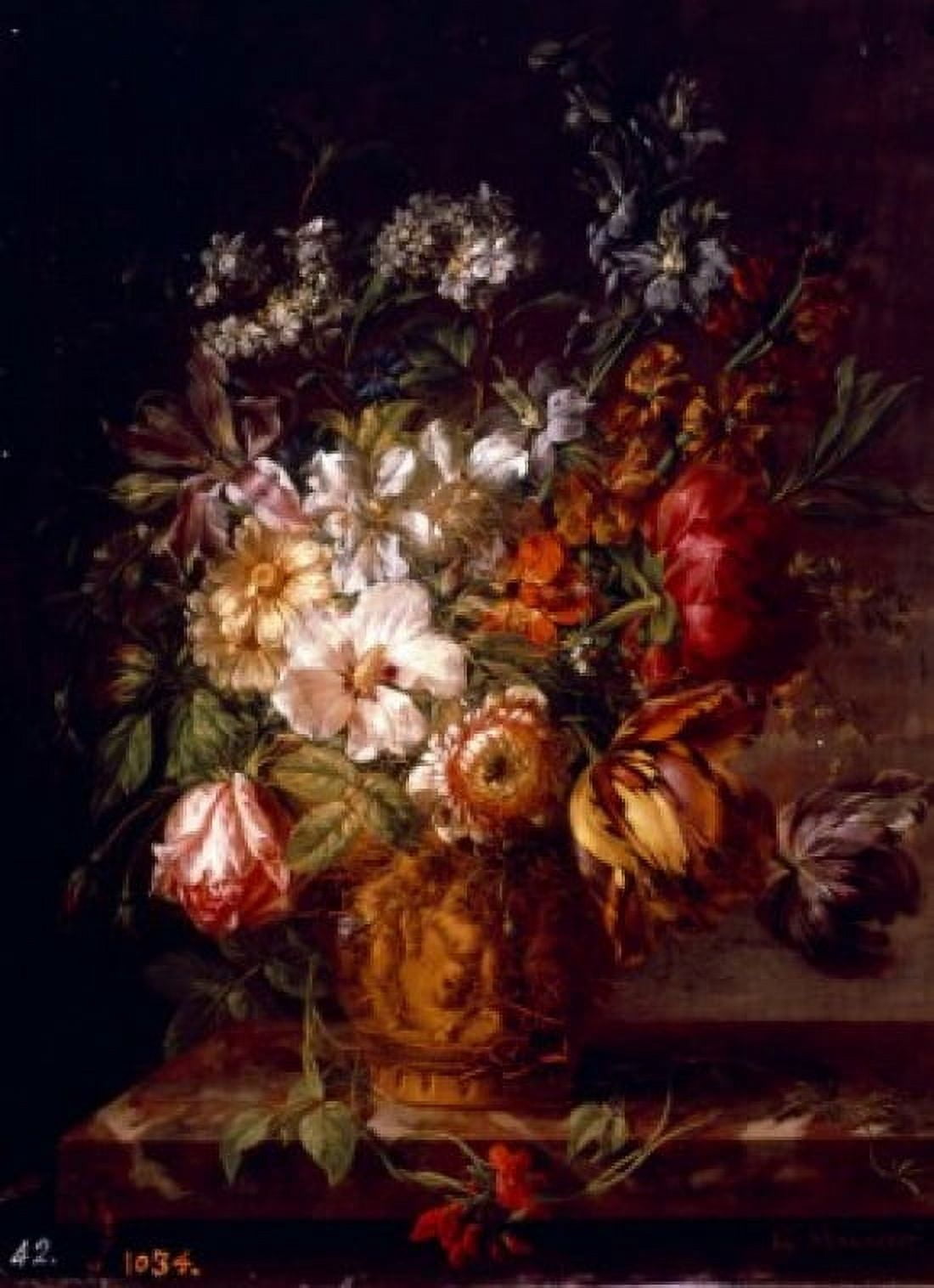 The Flower Vase Malaine by Joseph Laurent (1745-1809) Canvas Art - Joseph Laurent (18 x 24)