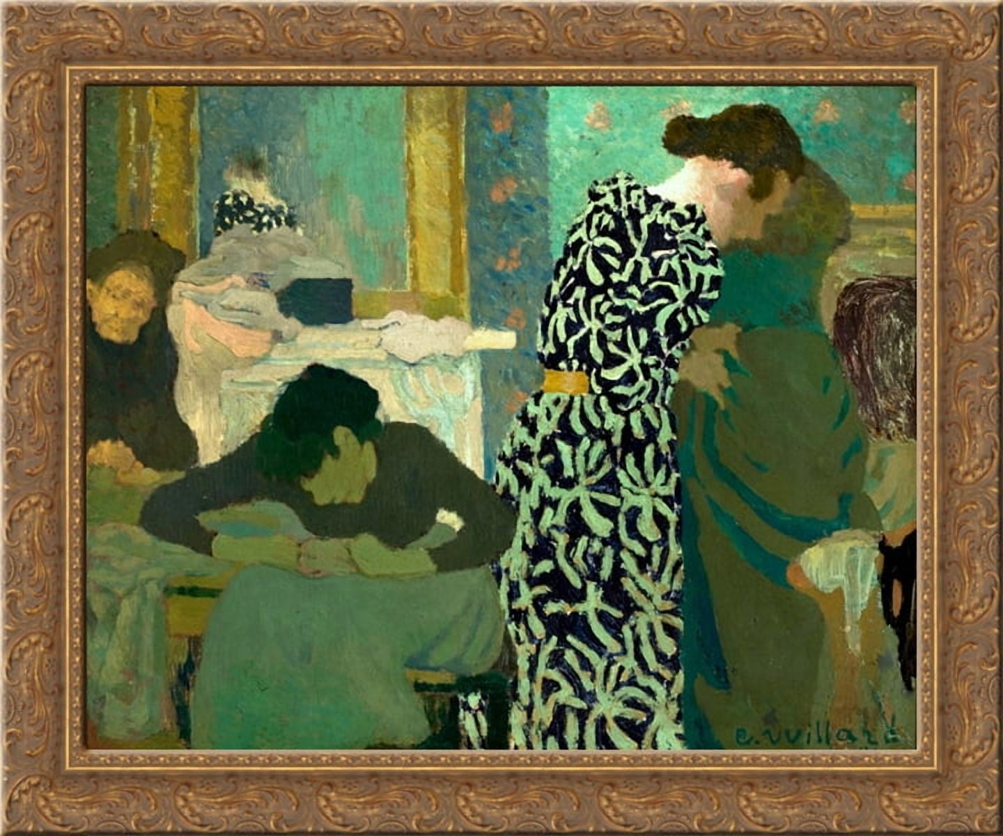 The Flowered Dress 24x20 Gold Ornate Wood Framed Canvas Art by Edouard ...